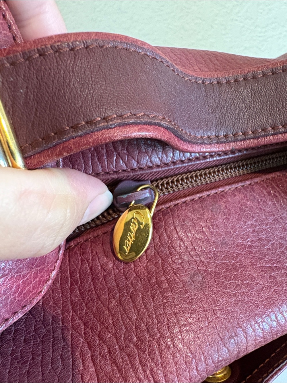 Cartier Bordeaux Leather Handbag - Picture 11 of 16